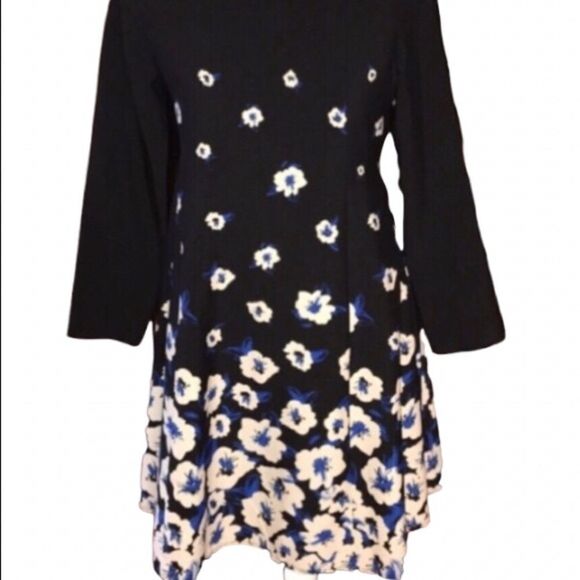 CeCe Dress Size 2 NWT Black White Blue - Picture 1 of 8